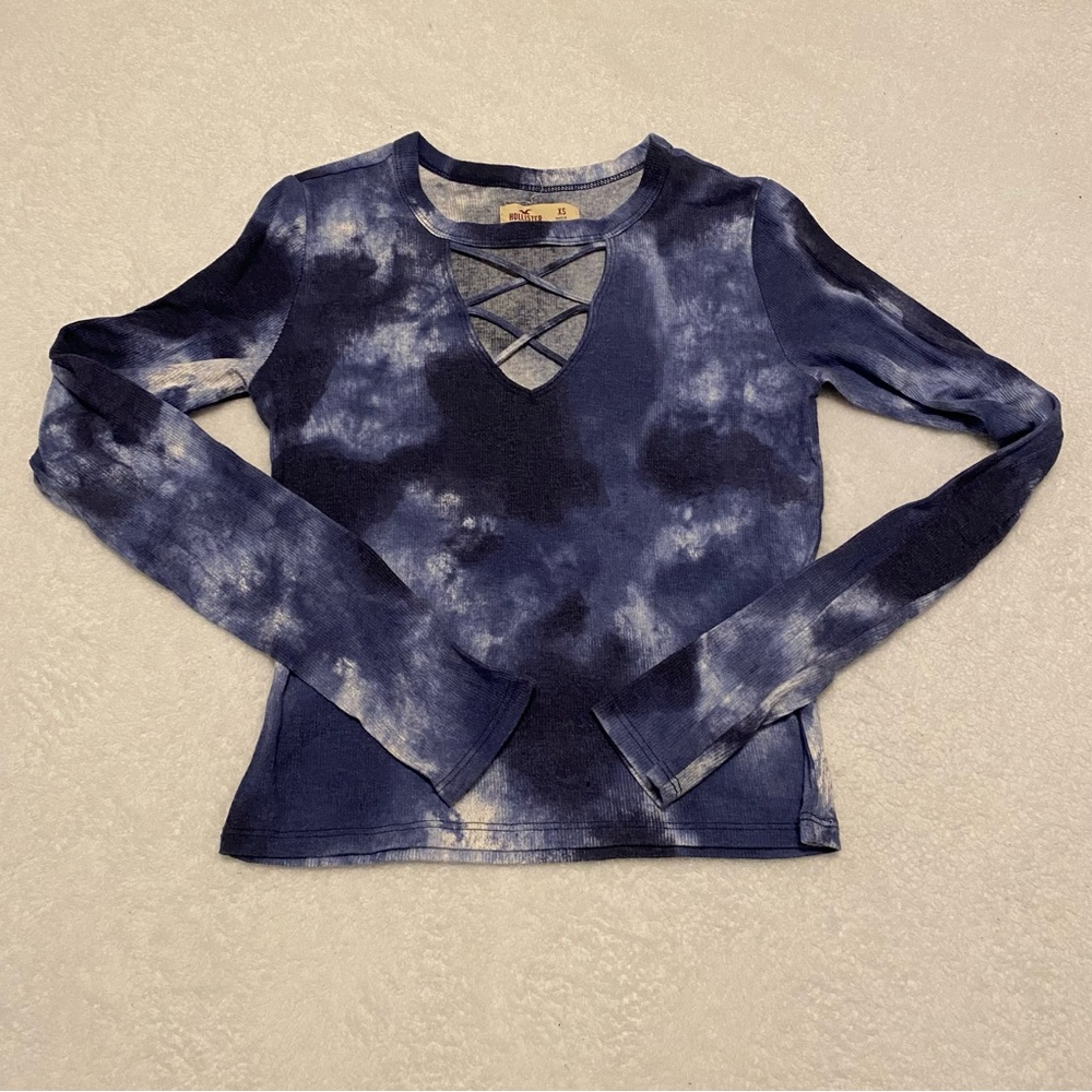 Hollister Blue Tie-Dye Crisscross Long Sleeve Top – XS - Item 0045